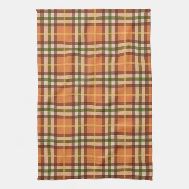 Autumn Plaid Pattern Kitchen Towel (Vertical)