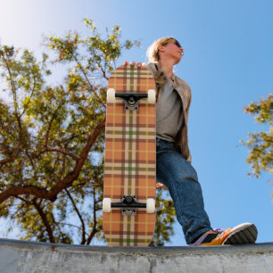 Autumn Plaid Pattern Skateboard