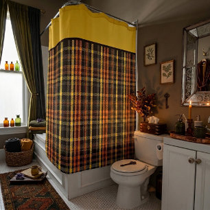 Autumn plaid shower curtain
