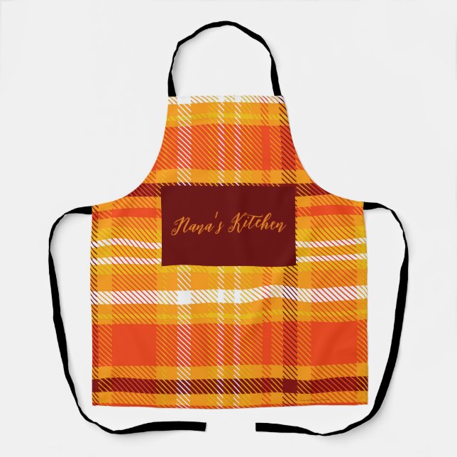 Autumn Plaid Tartan Home Decor Fall Season Apron (Front)