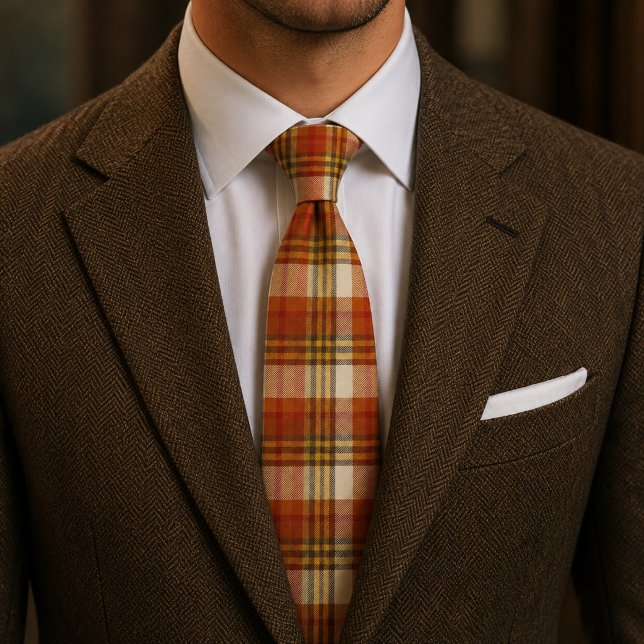 Autumn Plaid  Warm Orange & Rust  Tie (Creator Uploaded)