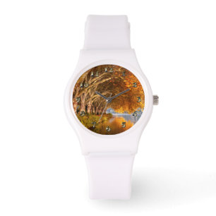 Autumn Plane Trees Over a Lake Watch