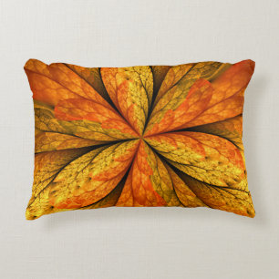 Autumn Plant, Modern Abstract Fractal Art Leaf Accent Pillow