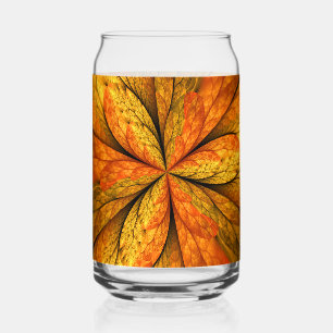 Autumn Plant, Modern Abstract Fractal Art Leaf Can Glass
