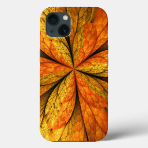 Autumn Plant, Modern Abstract Fractal Art Leaf iPhone 13 Case