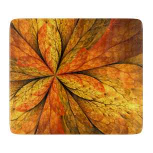 Autumn Plant, Modern Abstract Fractal Art Leaf Cutting Board