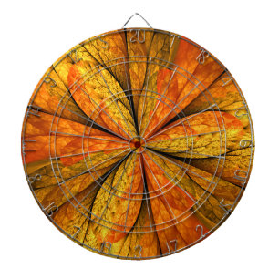 Autumn Plant, Modern Abstract Fractal Art Leaf Dartboard