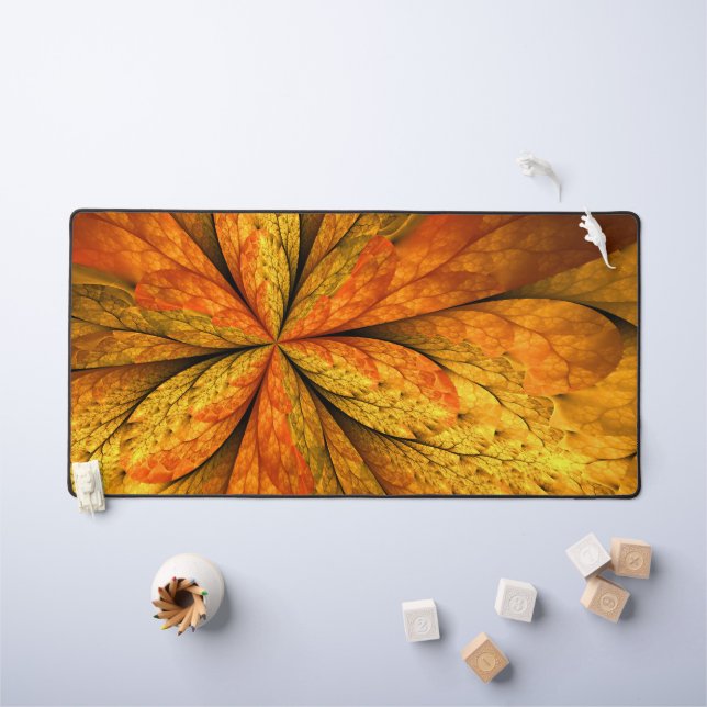 Autumn Plant, Modern Abstract Fractal Art Leaf Desk Mat (Kids Table)