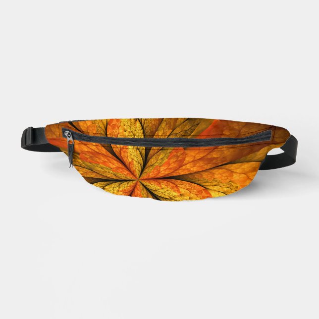 Autumn Plant, Modern Abstract Fractal Art Leaf Fanny Pack (Front)