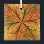 Autumn Plant, Modern Abstract Fractal Art Leaf Glass Ornament<br><div class="desc">An autumn plant with texture,  unusual Fractal Art.
Design for your square glass ornament and more.</div>