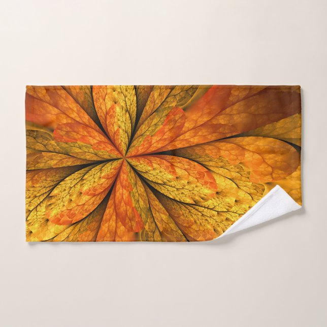 Autumn Plant, Modern Abstract Fractal Art Leaf Hand Towel (Hand Towel)