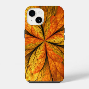 Autumn Plant, Modern Abstract Fractal Art Leaf iPhone 14 Case