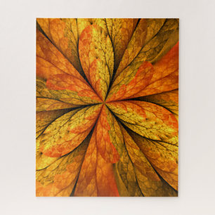 Autumn Plant, Modern Abstract Fractal Art Leaf Jigsaw Puzzle