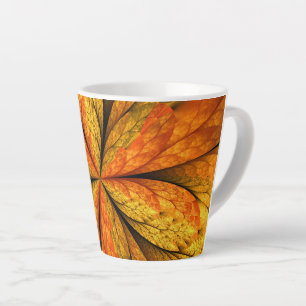 Autumn Plant, Modern Abstract Fractal Art Leaf Latte Mug