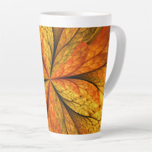 Autumn Plant, Modern Abstract Fractal Art Leaf Latte Mug