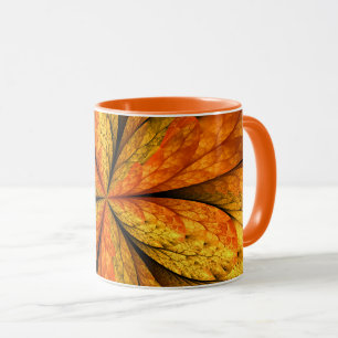 Autumn Plant, Modern Abstract Fractal Art Leaf Mug