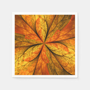 Autumn Plant, Modern Abstract Fractal Art Leaf Napkin