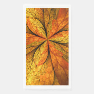 Autumn Plant, Modern Abstract Fractal Art Leaf Napkin