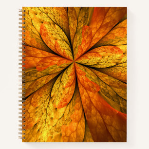Autumn Plant, Modern Abstract Fractal Art Leaf Notebook
