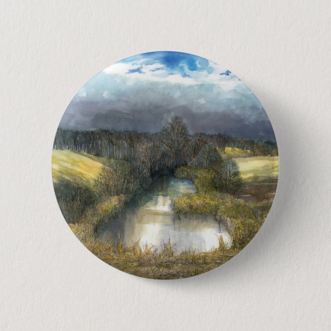 autumn pond 2 inch round button (Front)