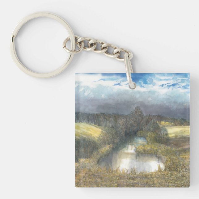 autumn pond keychain (Front)