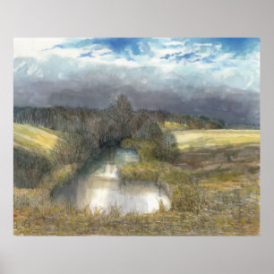 autumn pond poster