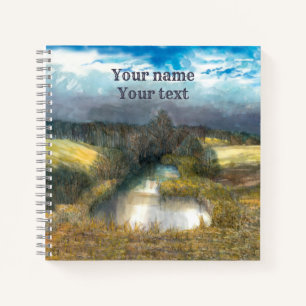 autumn pond watercolor notebook