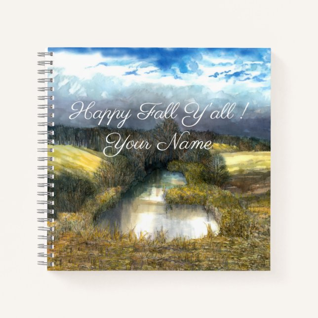 Autumn pond watercolor painting notebook (Front)