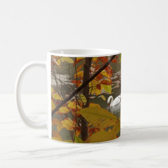 Autumn Pond with Swan Coffee Mug (Left)