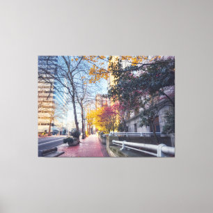 Autumn Portland Cityscape with Colourful Trees Canvas Print
