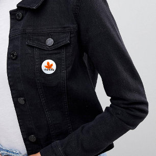 Autumn Print "Fall Vibes" And Maple Leaf 1 Inch Round Button