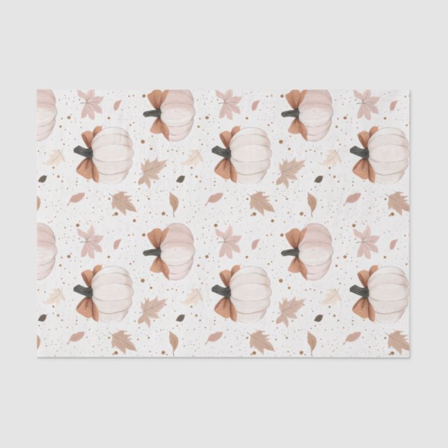 Autumn Pumpkin and Bows Fall Decoupage Tissue Paper (Front)