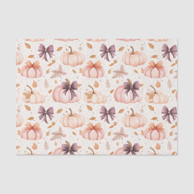 Autumn Pumpkin and Bows Fall Decoupage Tissue Paper (Front)