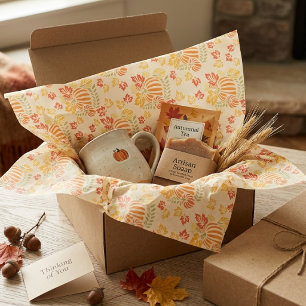 Autumn Pumpkin And Falling Leaves Seamless Pattern Tissue Paper