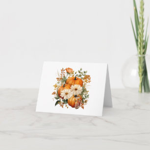 Autumn Pumpkin and Flower Illustration Card