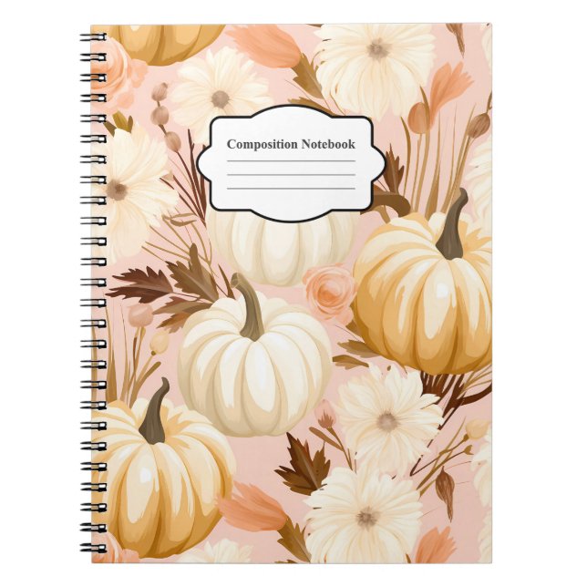 Autumn Pumpkin and Flowers Composition Notebook (Front)