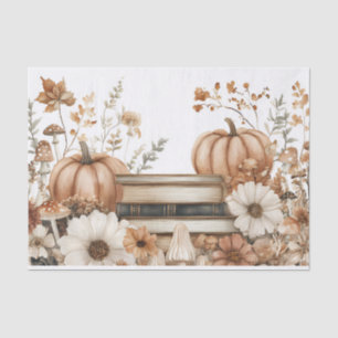 Autumn Pumpkin and Flowers Fall Decoupage Tissue Paper