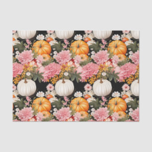 Autumn Pumpkin and Flowers Fall Decoupage Tissue Paper