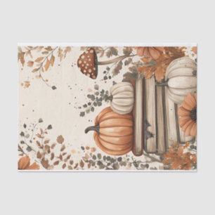 Autumn Pumpkin and Flowers Fall Decoupage Tissue Paper