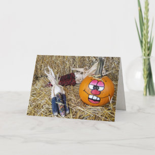 Autumn pumpkin and Indian corn Card