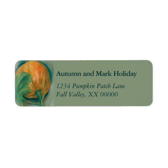 Autumn Pumpkin and Leaf Personalized Thanksgiving Return Address Label