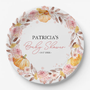 Autumn Pumpkin Baby Shower Personalized Paper Plate