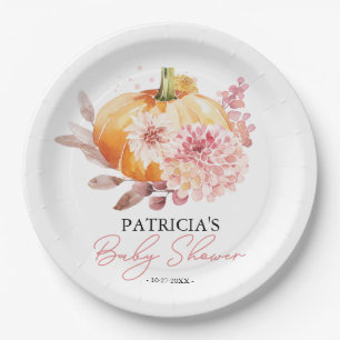 Autumn Pumpkin Baby Shower Personalized Paper Plate