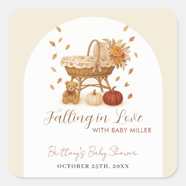 Autumn Pumpkin Baby Shower  Square Sticker (Front)