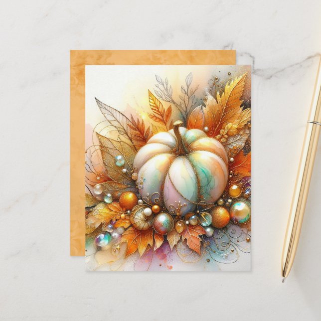 Autumn Pumpkin & Baubles Scrapbook Paper (Front/Back In Situ)