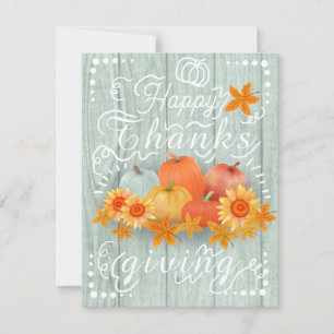 Autumn Pumpkin Blue Pine Holiday Card