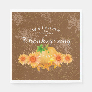Autumn Pumpkin Brown Napkin