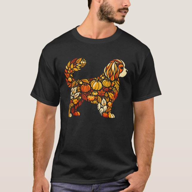 Autumn Pumpkin Cavalier King Charles Spaniel Thank T-Shirt (Front)