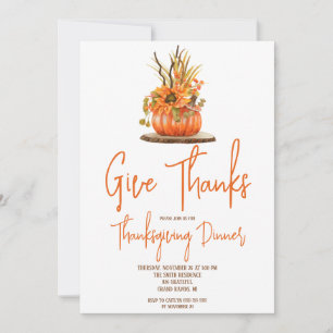 Autumn Pumpkin Centerpiece Thanksgiving Dinner Invitation