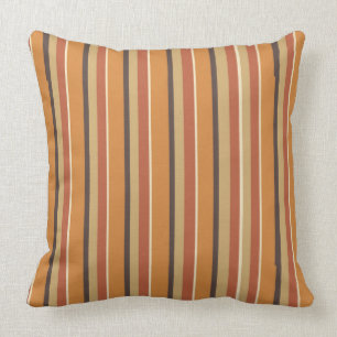 Autumn Pumpkin Colour with Pumpkin Spice Stripes Throw Pillow